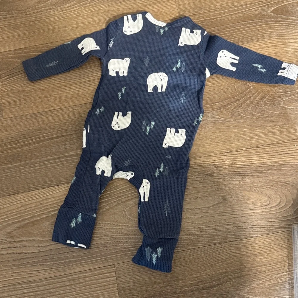 Navy Polar Bear Thermal One-Piece for Kids